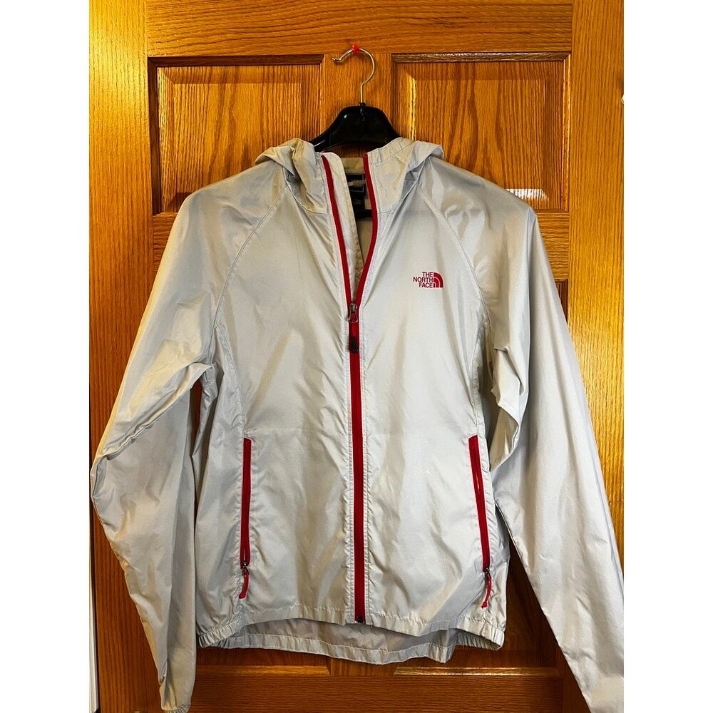North Face Silver/Red Windbreaker